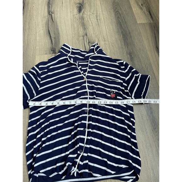 Kate Spade M Pajama Set Coordinating Shirt Cropped Pants French Bulldog Stripe - Picture 3 of 8